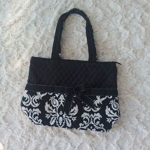 Belvah Black and White Quilted Tote Bag